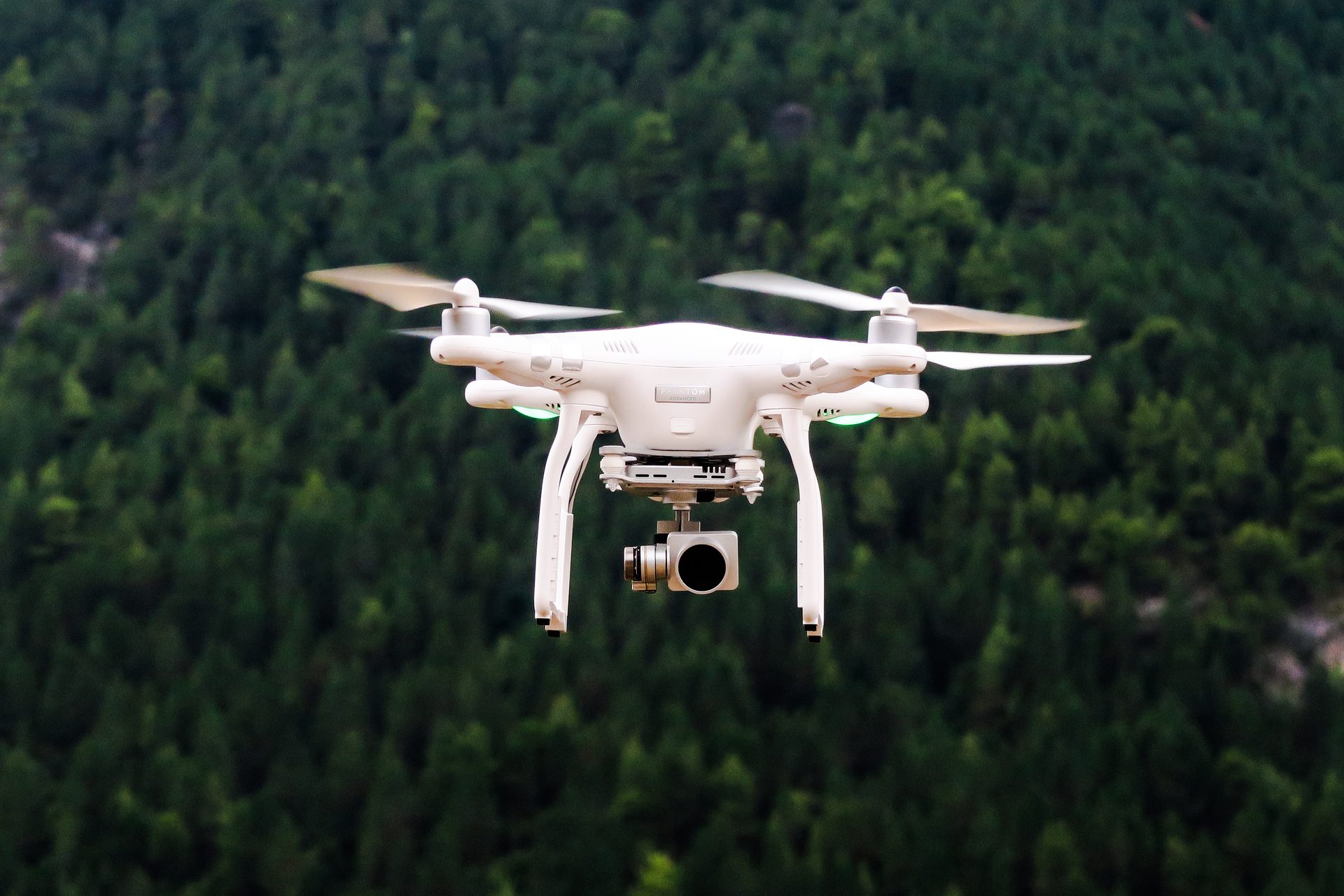 White drone in flight